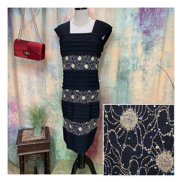 📌R & M Richards The Little Black Dress w/ Lace - Picture 1 of 15